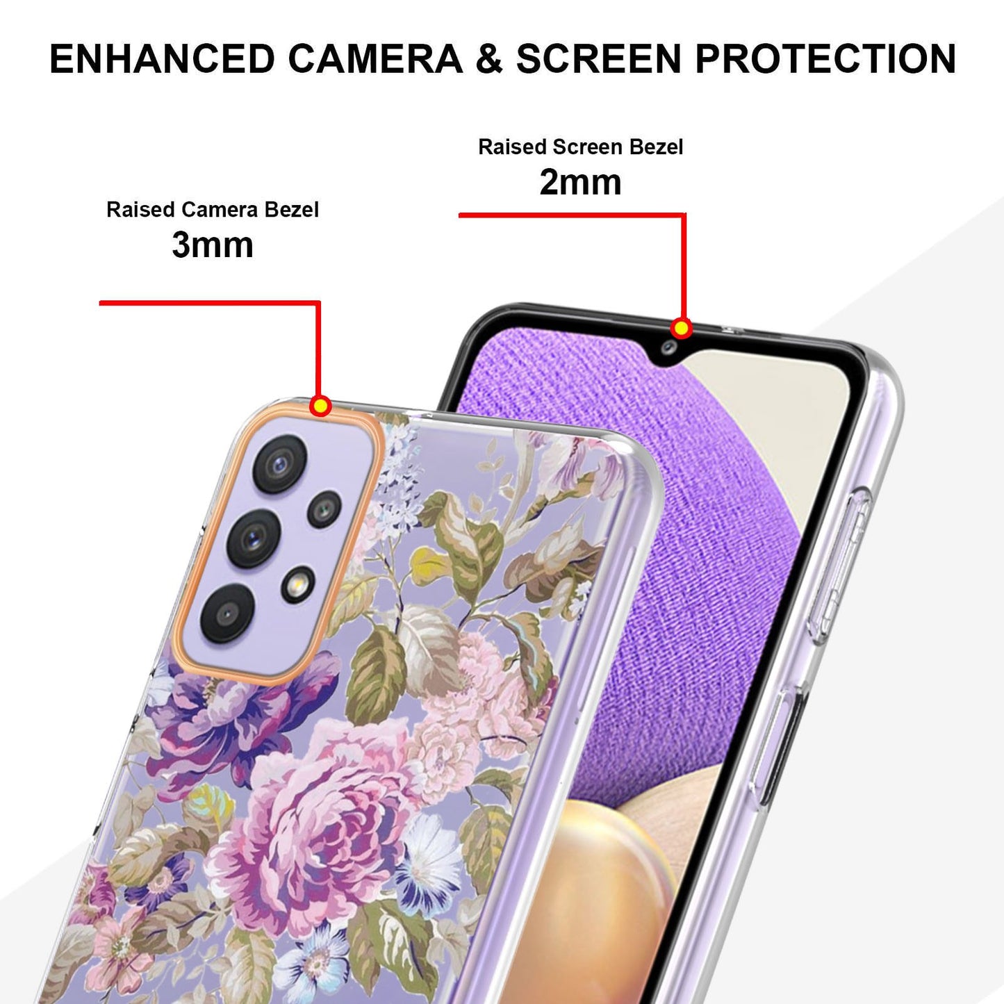 YB IMD-8 Series Flower Fashion Cover for Samsung Galaxy A13 4G, Soft TPU Cushion Electroplating IMD Phone Case