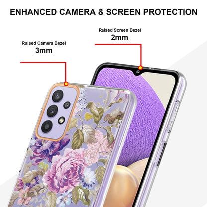 YB IMD-8 Series Flower Fashion Cover for Samsung Galaxy A13 4G, Soft TPU Cushion Electroplating IMD Phone Case