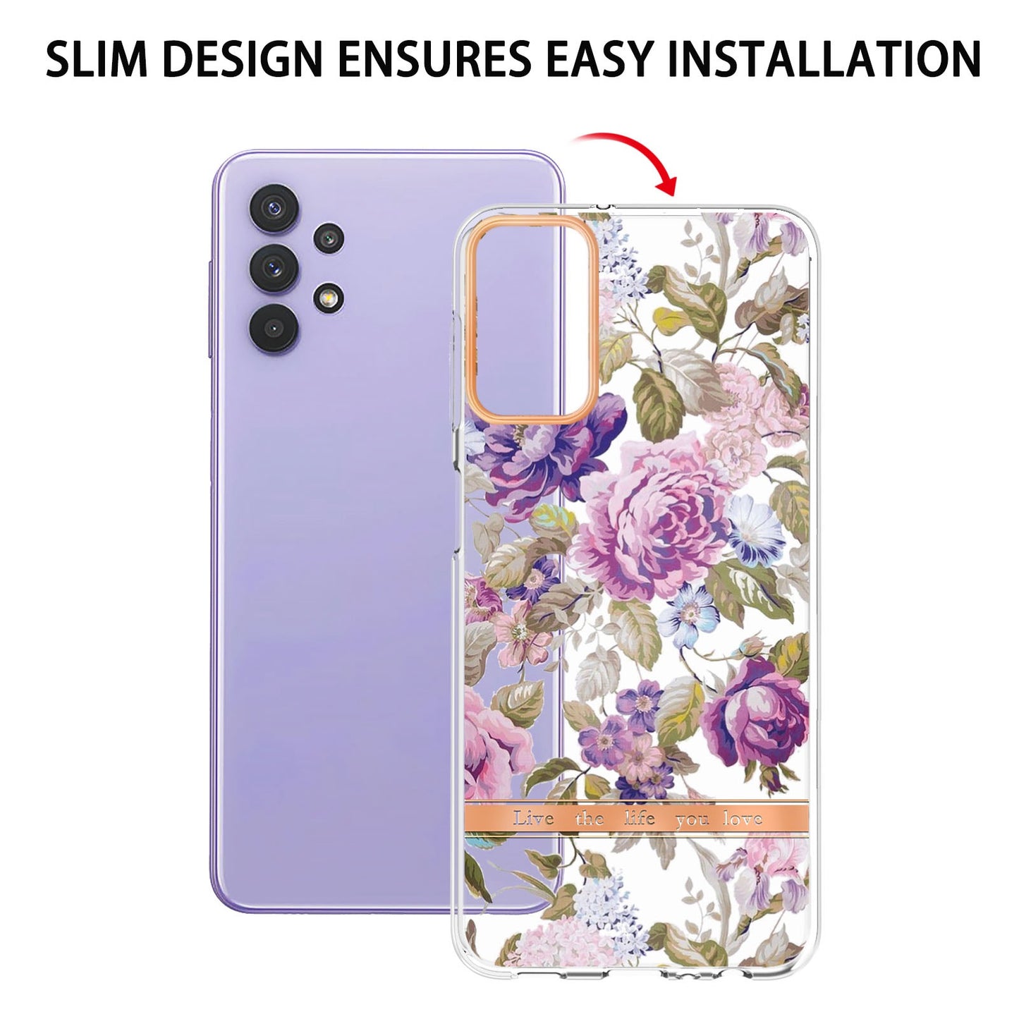 YB IMD-8 Series Flower Fashion Cover for Samsung Galaxy A13 4G, Soft TPU Cushion Electroplating IMD Phone Case
