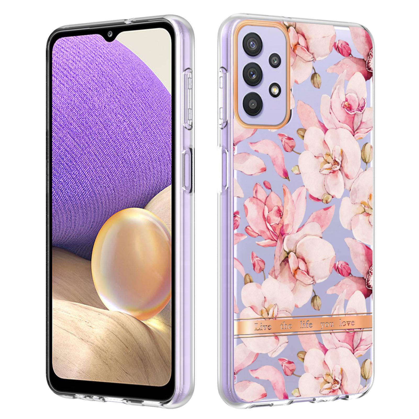 YB IMD-8 Series Flower Fashion Cover for Samsung Galaxy A13 4G, Soft TPU Cushion Electroplating IMD Phone Case