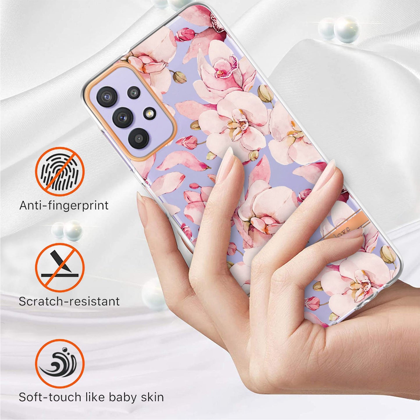 YB IMD-8 Series Flower Fashion Cover for Samsung Galaxy A13 4G, Soft TPU Cushion Electroplating IMD Phone Case