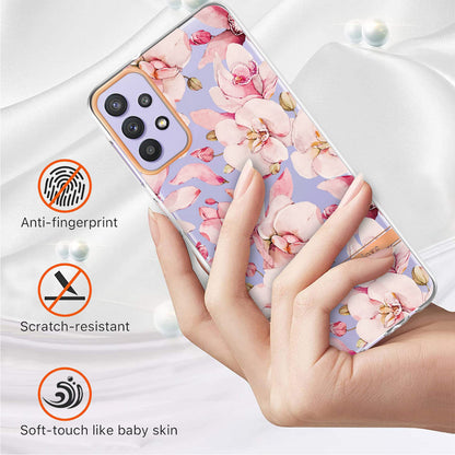 YB IMD-8 Series Flower Fashion Cover for Samsung Galaxy A13 4G, Soft TPU Cushion Electroplating IMD Phone Case
