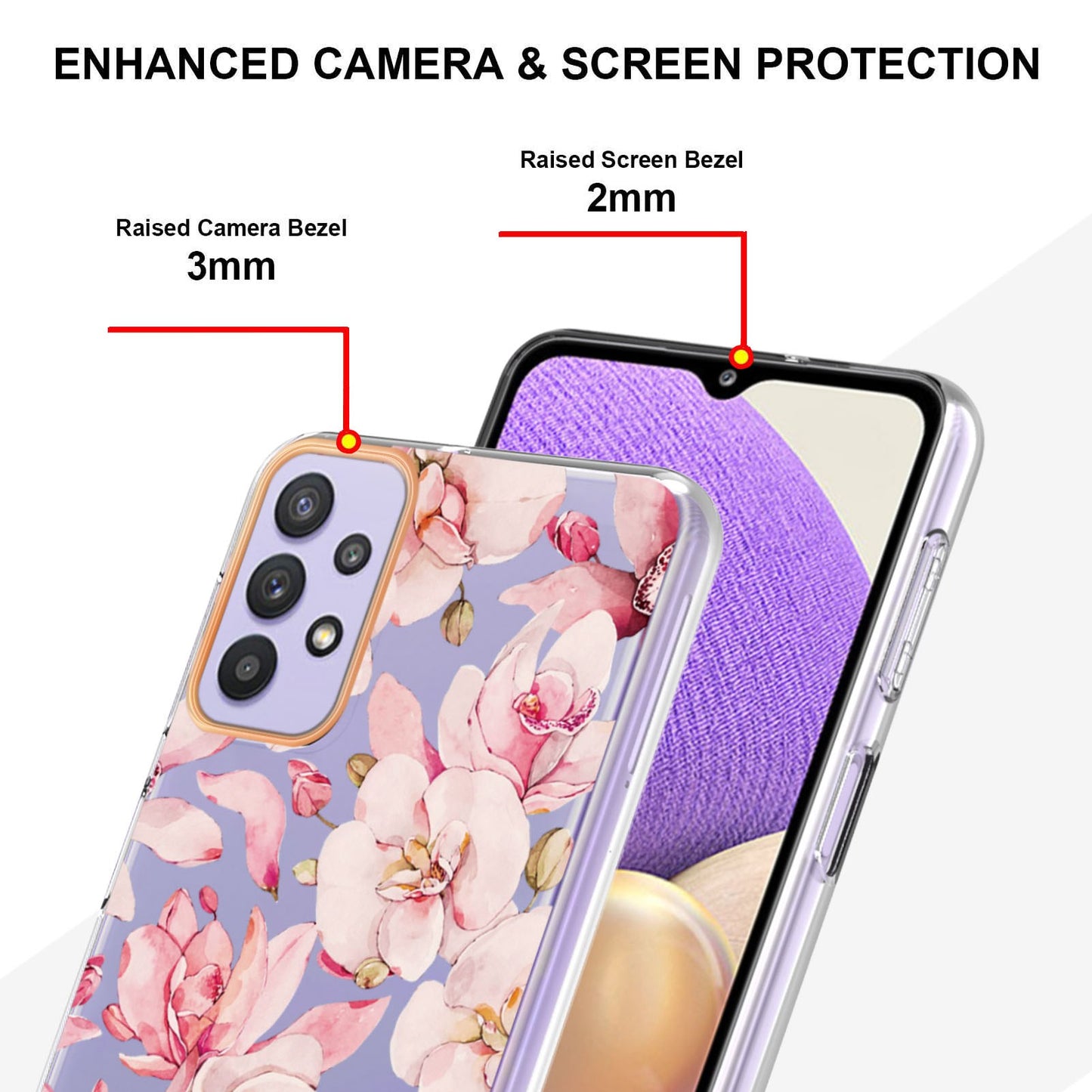 YB IMD-8 Series Flower Fashion Cover for Samsung Galaxy A13 4G, Soft TPU Cushion Electroplating IMD Phone Case