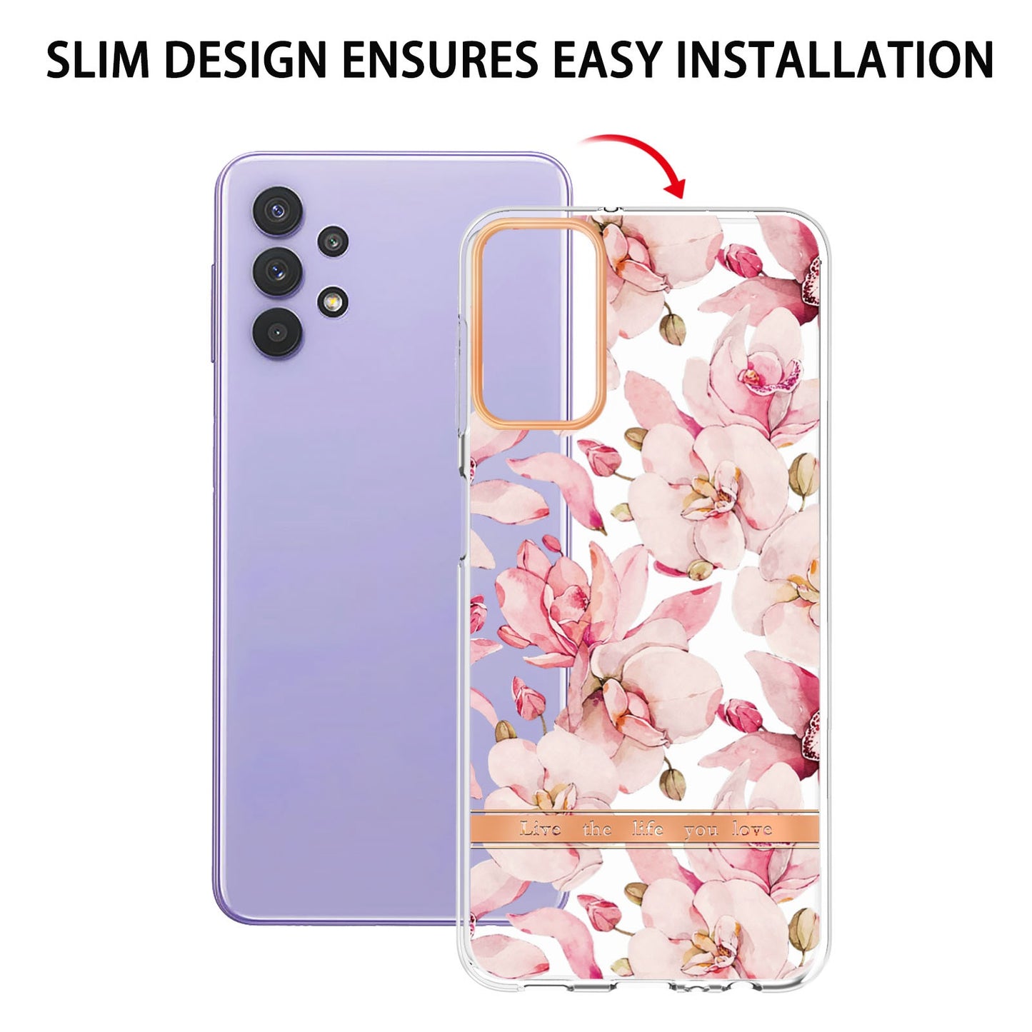 YB IMD-8 Series Flower Fashion Cover for Samsung Galaxy A13 4G, Soft TPU Cushion Electroplating IMD Phone Case
