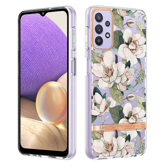 YB IMD-8 Series Flower Fashion Cover for Samsung Galaxy A13 4G, Soft TPU Cushion Electroplating IMD Phone Case