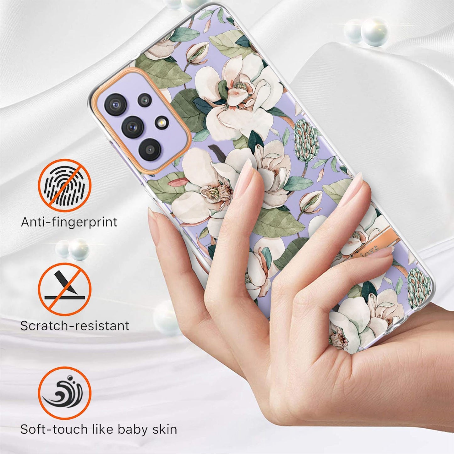 YB IMD-8 Series Flower Fashion Cover for Samsung Galaxy A13 4G, Soft TPU Cushion Electroplating IMD Phone Case