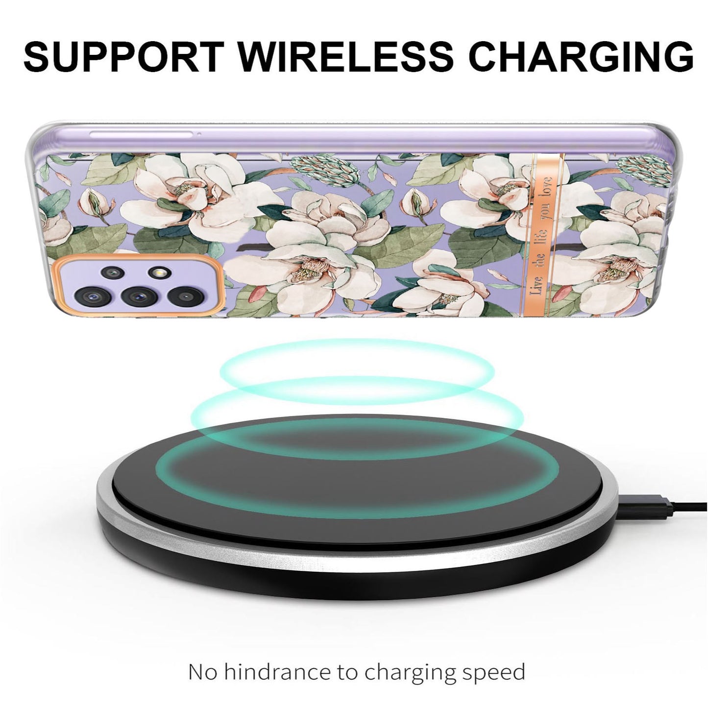 YB IMD-8 Series Flower Fashion Cover for Samsung Galaxy A13 4G, Soft TPU Cushion Electroplating IMD Phone Case