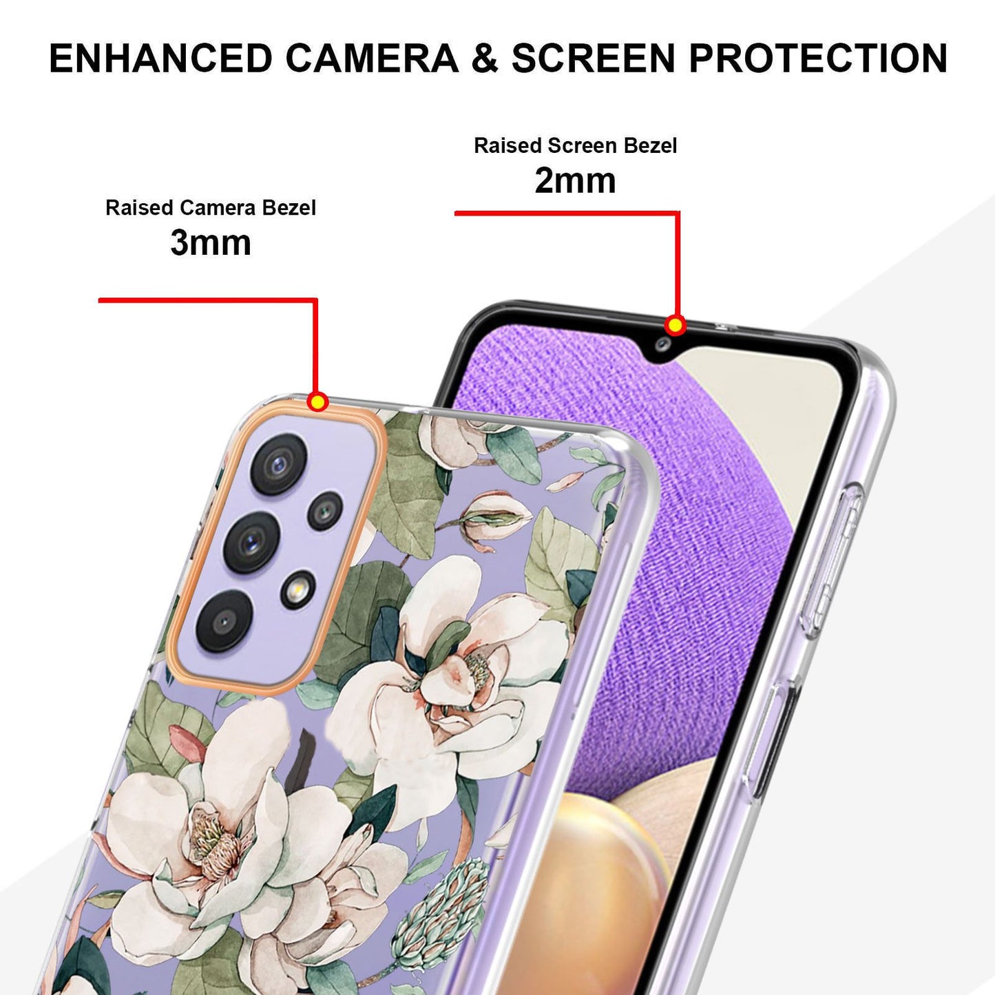 YB IMD-8 Series Flower Fashion Cover for Samsung Galaxy A13 4G, Soft TPU Cushion Electroplating IMD Phone Case