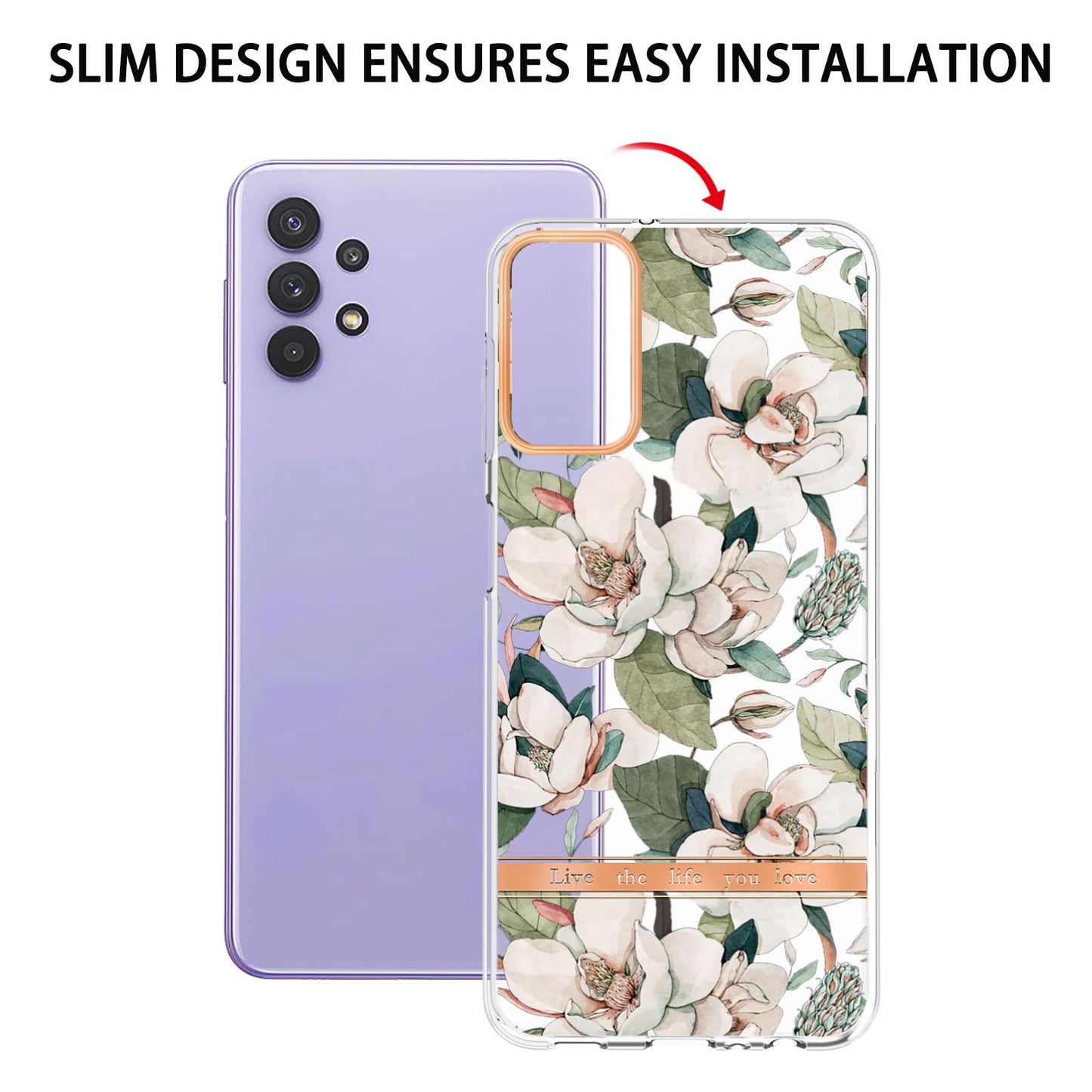 YB IMD-8 Series Flower Fashion Cover for Samsung Galaxy A13 4G, Soft TPU Cushion Electroplating IMD Phone Case