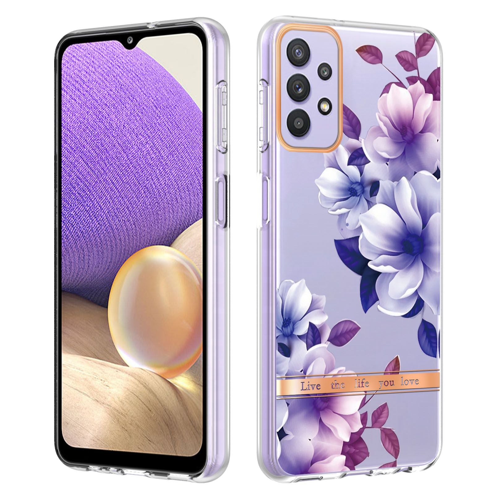 YB IMD-8 Series Flower Fashion Cover for Samsung Galaxy A13 4G, Soft TPU Cushion Electroplating IMD Phone Case