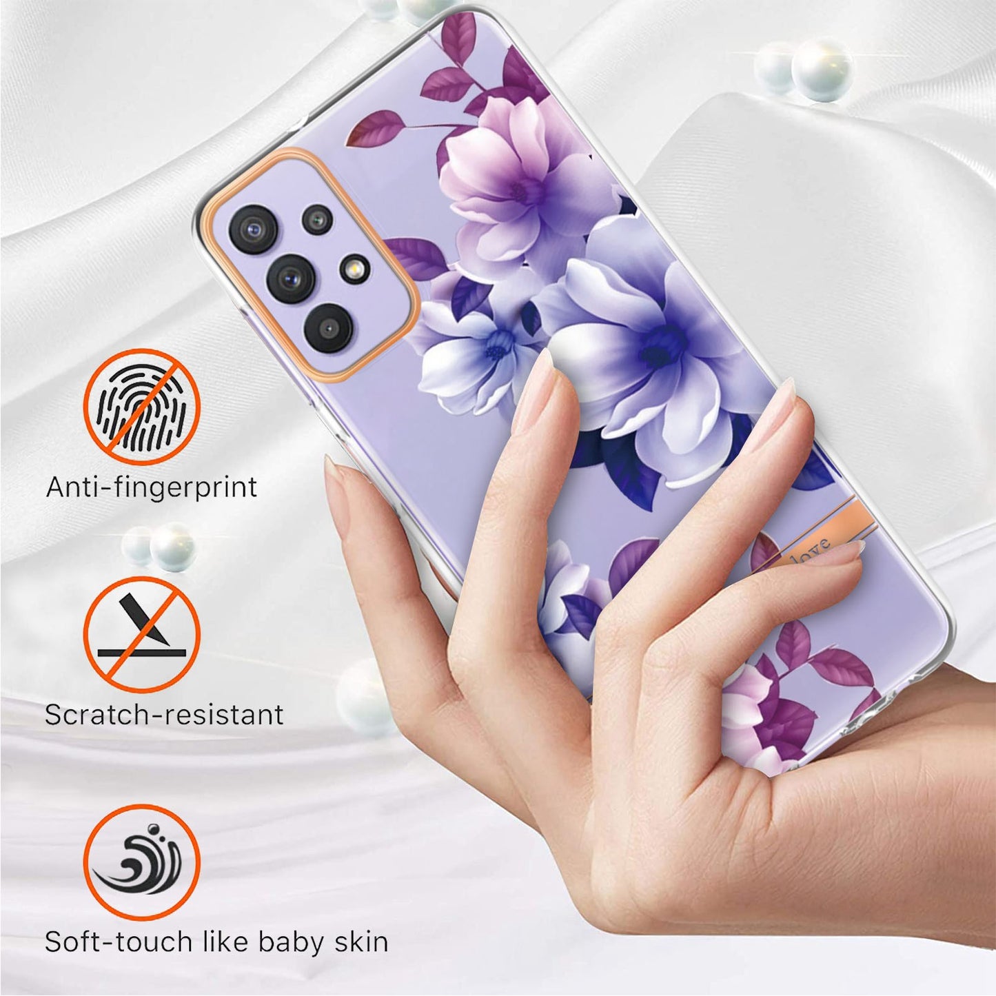 YB IMD-8 Series Flower Fashion Cover for Samsung Galaxy A13 4G, Soft TPU Cushion Electroplating IMD Phone Case