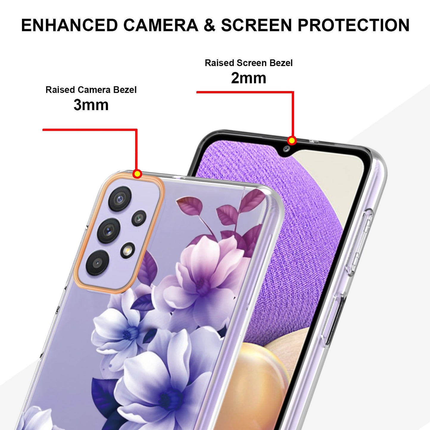 YB IMD-8 Series Flower Fashion Cover for Samsung Galaxy A13 4G, Soft TPU Cushion Electroplating IMD Phone Case