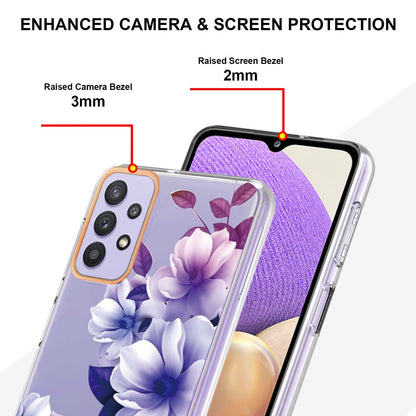 YB IMD-8 Series Flower Fashion Cover for Samsung Galaxy A13 4G, Soft TPU Cushion Electroplating IMD Phone Case