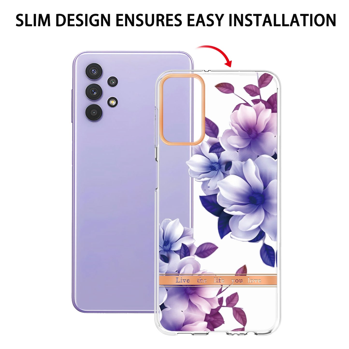 YB IMD-8 Series Flower Fashion Cover for Samsung Galaxy A13 4G, Soft TPU Cushion Electroplating IMD Phone Case