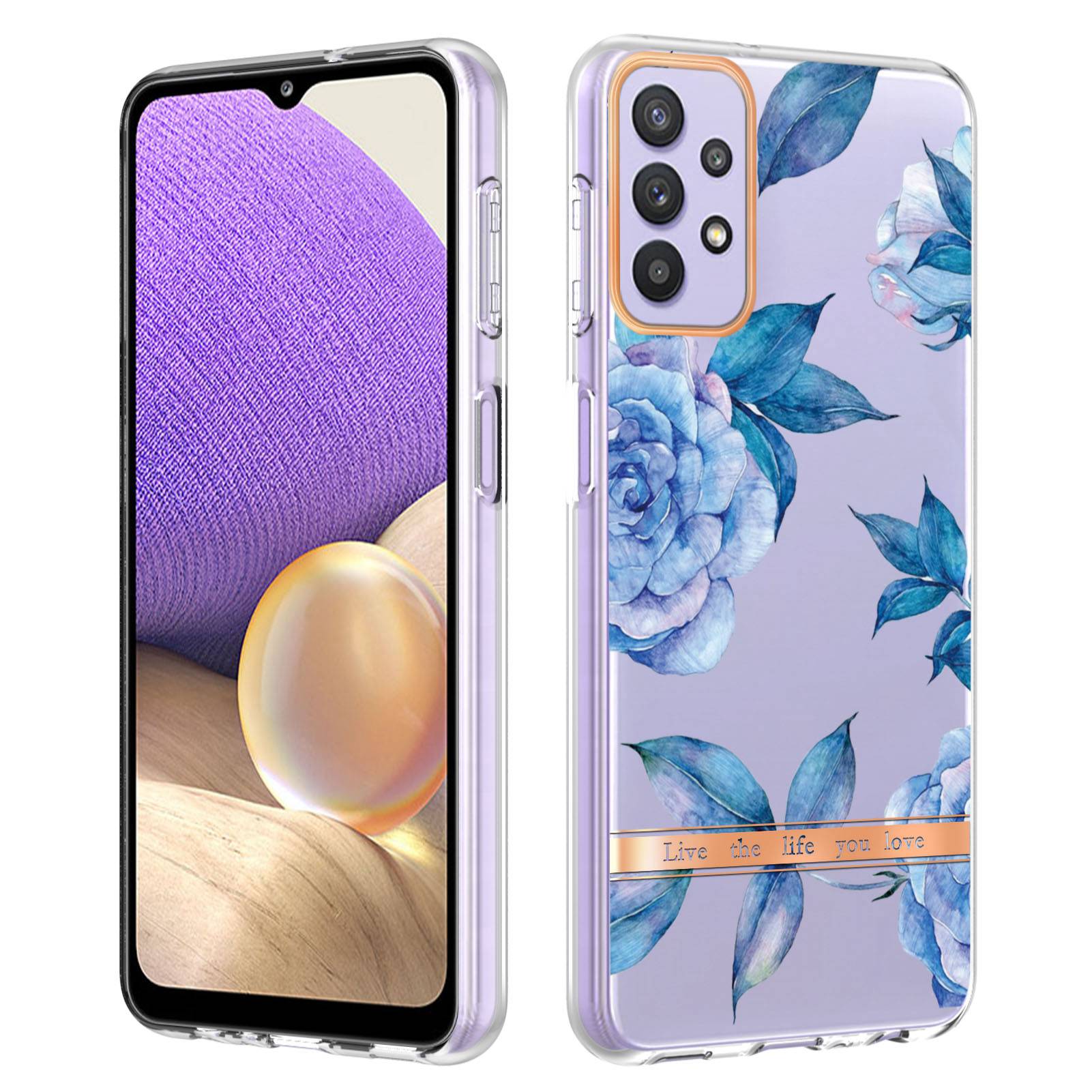 YB IMD-8 Series Flower Fashion Cover for Samsung Galaxy A13 4G, Soft TPU Cushion Electroplating IMD Phone Case