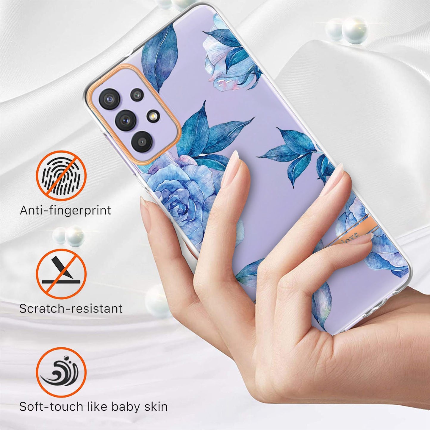 YB IMD-8 Series Flower Fashion Cover for Samsung Galaxy A13 4G, Soft TPU Cushion Electroplating IMD Phone Case