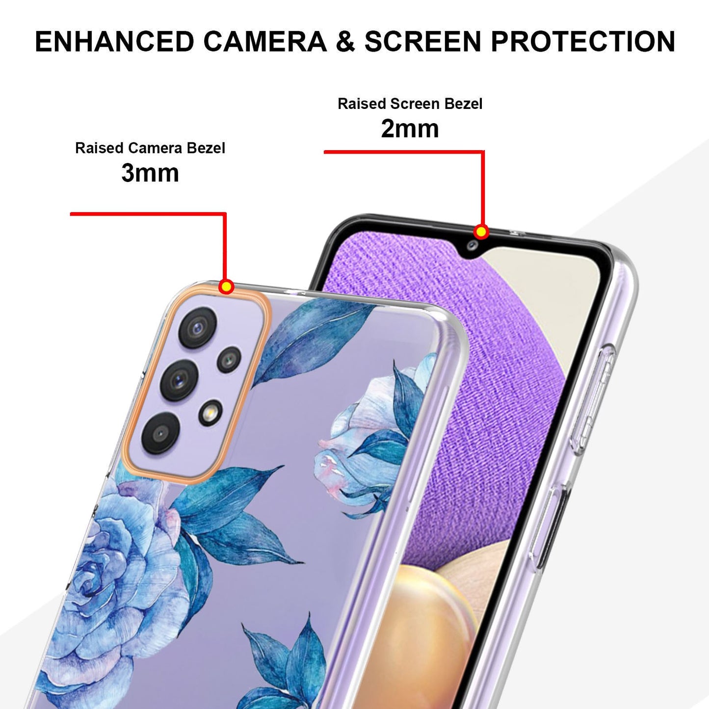 YB IMD-8 Series Flower Fashion Cover for Samsung Galaxy A13 4G, Soft TPU Cushion Electroplating IMD Phone Case