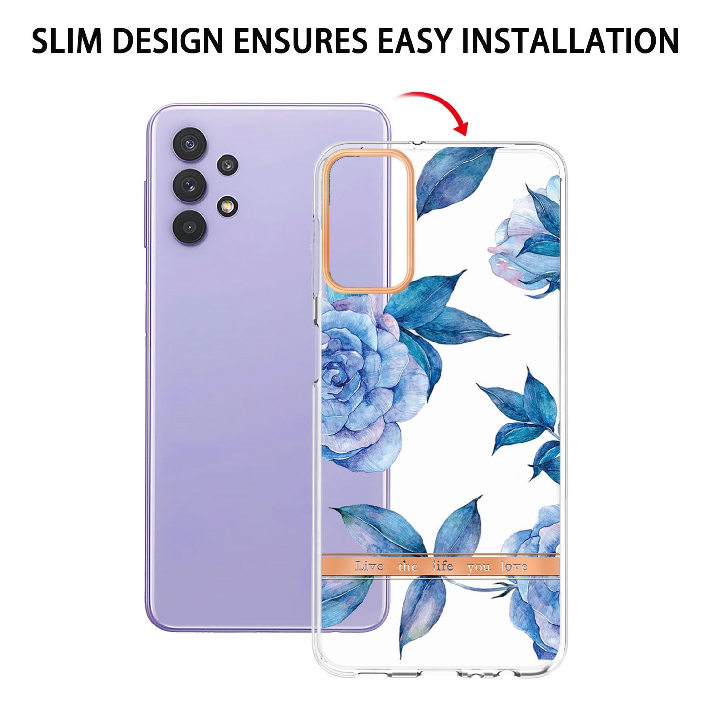 YB IMD-8 Series Flower Fashion Cover for Samsung Galaxy A13 4G, Soft TPU Cushion Electroplating IMD Phone Case