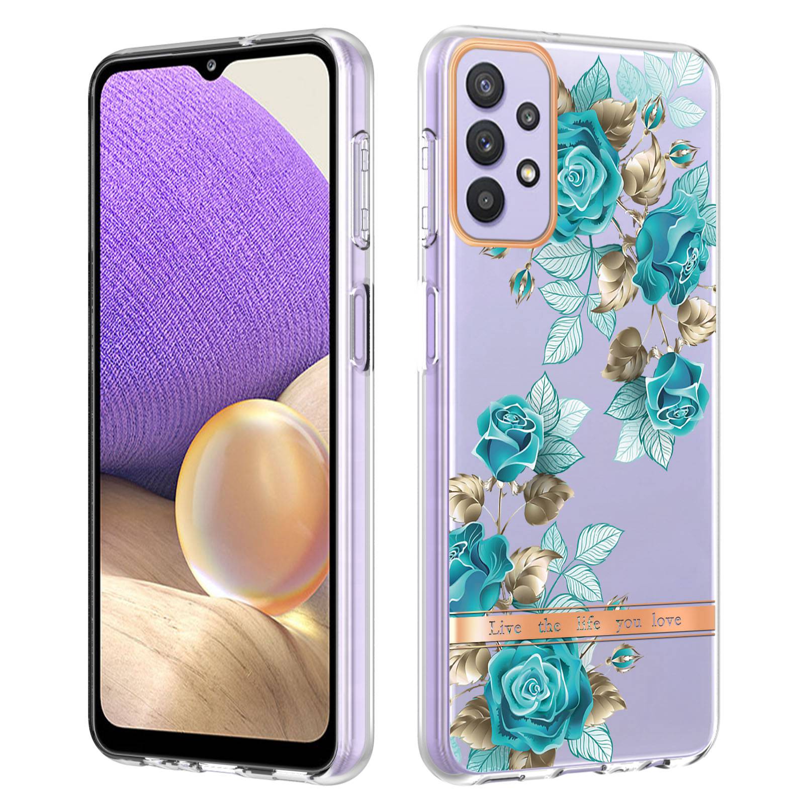 YB IMD-8 Series Flower Fashion Cover for Samsung Galaxy A13 4G, Soft TPU Cushion Electroplating IMD Phone Case
