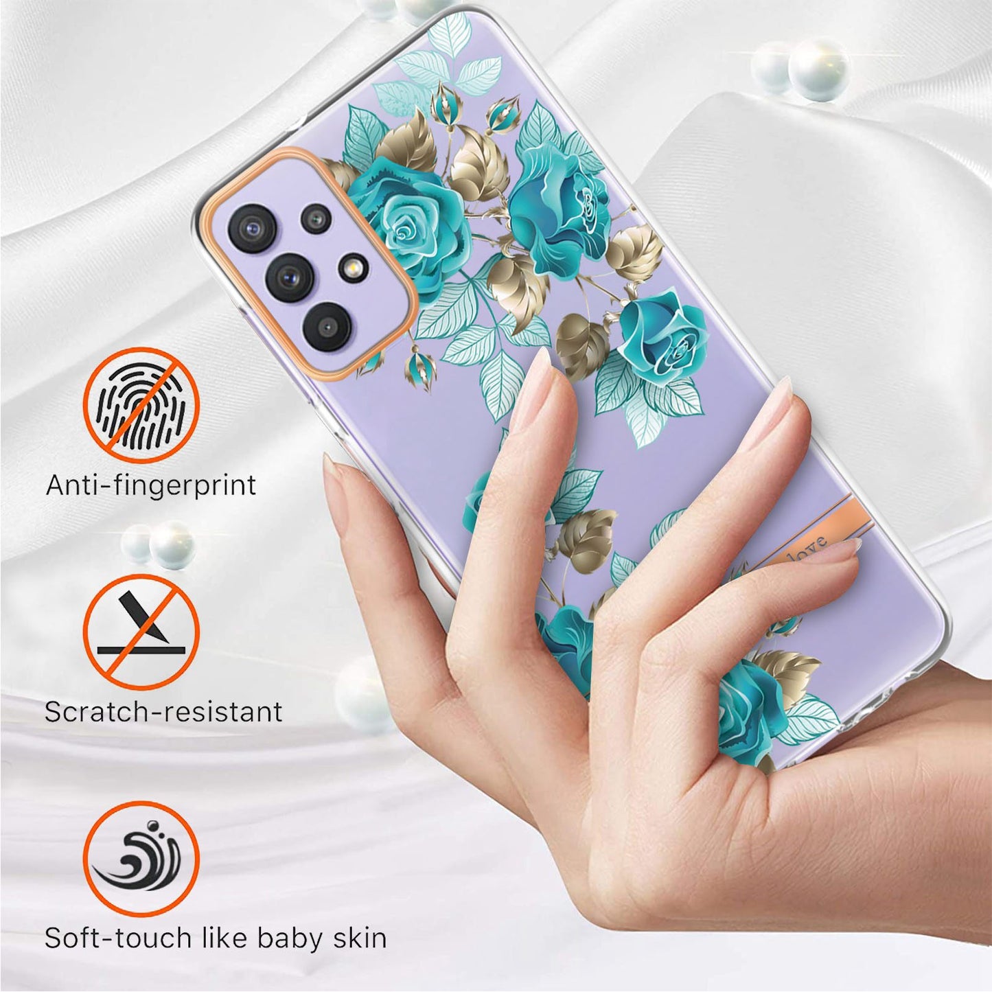 YB IMD-8 Series Flower Fashion Cover for Samsung Galaxy A13 4G, Soft TPU Cushion Electroplating IMD Phone Case