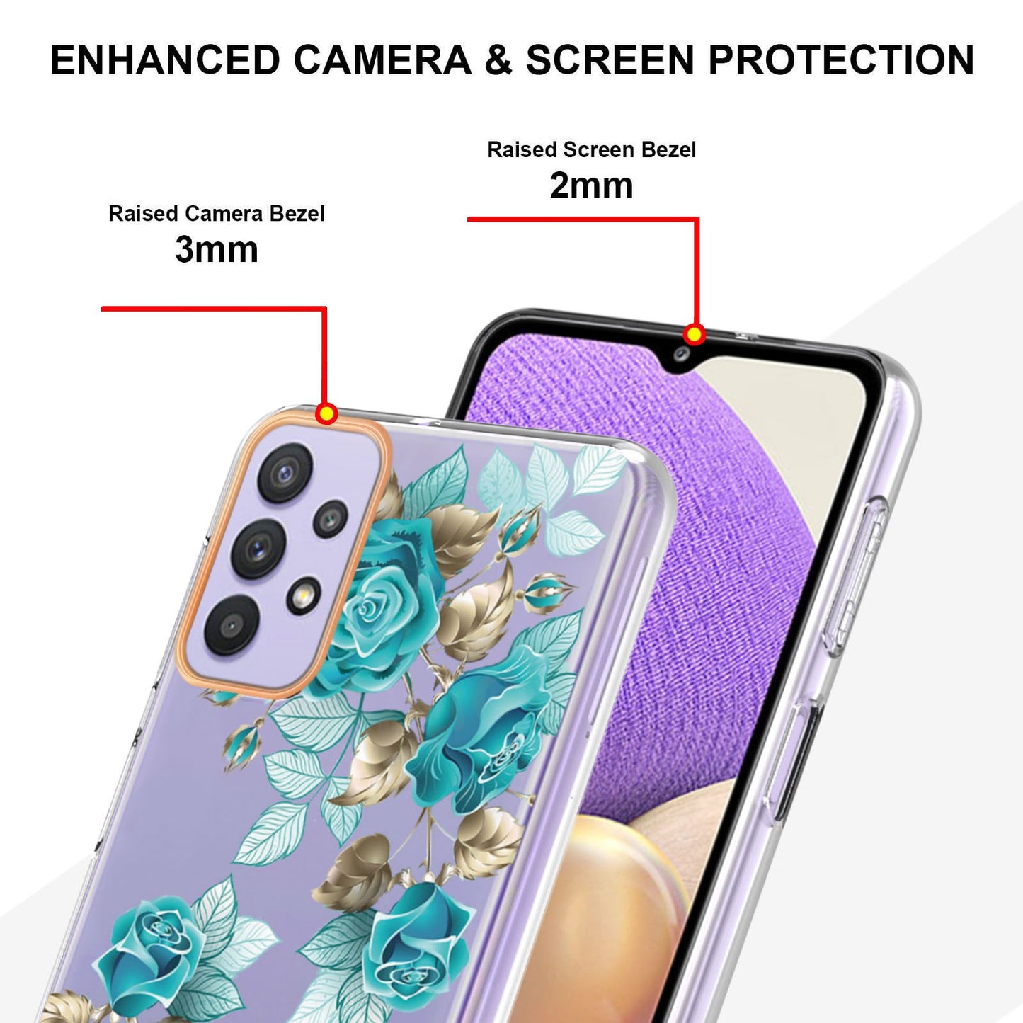 YB IMD-8 Series Flower Fashion Cover for Samsung Galaxy A13 4G, Soft TPU Cushion Electroplating IMD Phone Case
