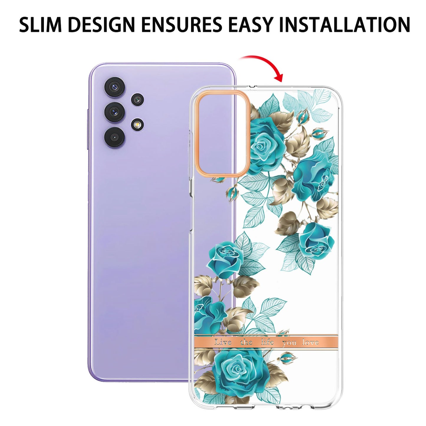 YB IMD-8 Series Flower Fashion Cover for Samsung Galaxy A13 4G, Soft TPU Cushion Electroplating IMD Phone Case