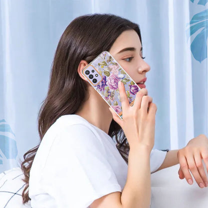 YB IMD-8 Series Floral Design TPU Case for Samsung Galaxy A23 4G (165.4 x 76.9 x 8.4mm), IMD Workmanship Stylish Electroplating Flexible Protective Cover