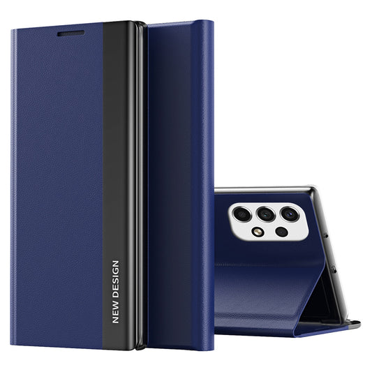 For Samsung Galaxy A23 4G (165.4 x 76.9 x 8.4mm) Anti-fall Stand Design Electroplating PU Leather Protective Cover Magnetic Absorption Phone Case