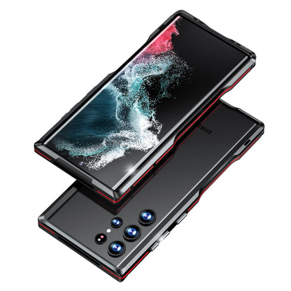 LUPHIE for Samsung Galaxy S22 Ultra 5G Drop-proof Anti-scratch Metal Frame Armor Bumper Case