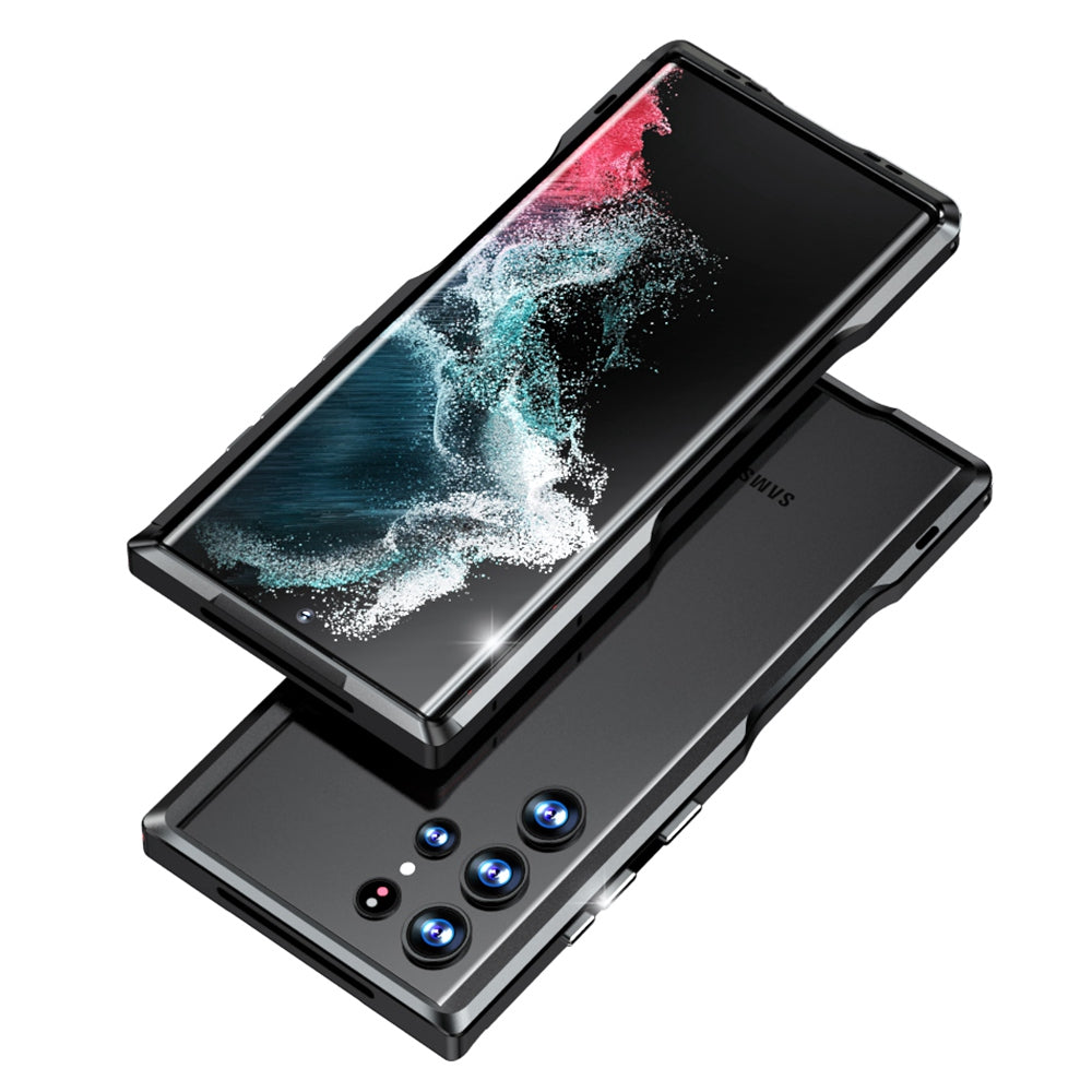 LUPHIE for Samsung Galaxy S22 Ultra 5G Drop-proof Anti-scratch Metal Frame Armor Bumper Case