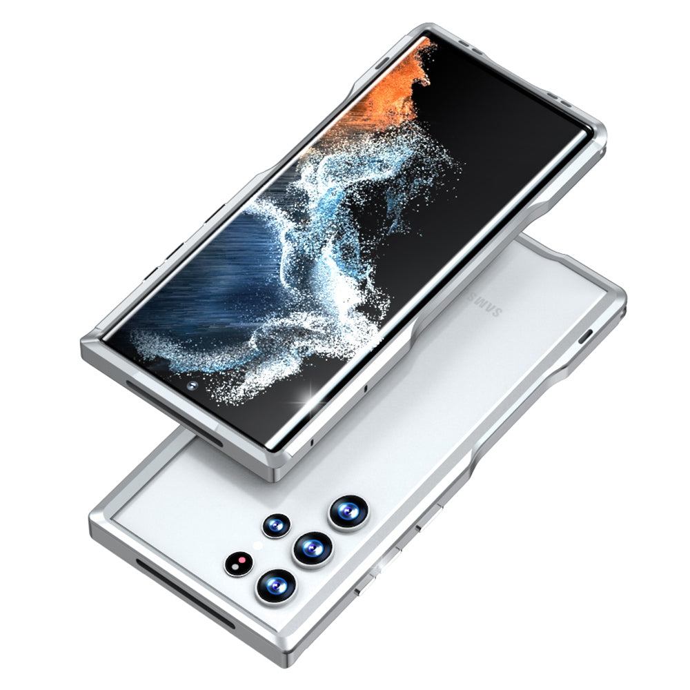 LUPHIE for Samsung Galaxy S22 Ultra 5G Drop-proof Anti-scratch Metal Frame Armor Bumper Case