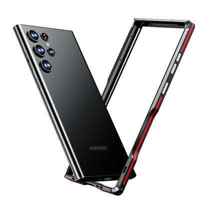 LUPHIE for Samsung Galaxy S22 Ultra 5G Drop-proof Anti-scratch Metal Frame Armor Bumper Case