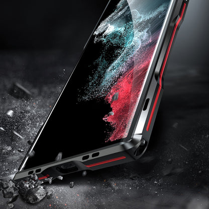 LUPHIE for Samsung Galaxy S22 Ultra 5G Drop-proof Anti-scratch Metal Frame Armor Bumper Case