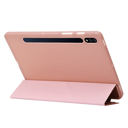For Samsung Galaxy Tab S8+ Silicone + Leather V-fold Stand Tablet Case Auto Wake/Sleep Function Shockproof Cover