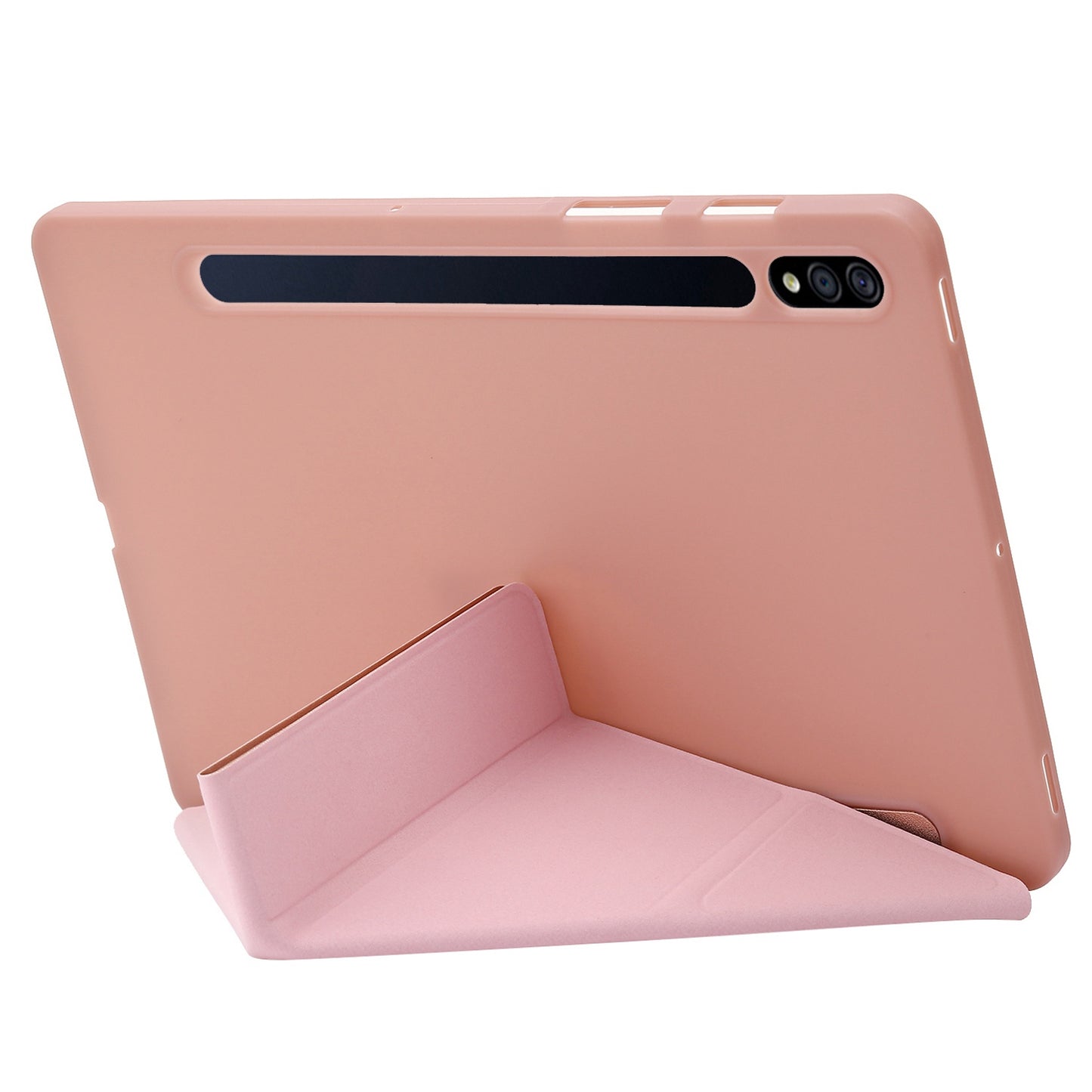 For Samsung Galaxy Tab S8+ Silicone + Leather V-fold Stand Tablet Case Auto Wake/Sleep Function Shockproof Cover
