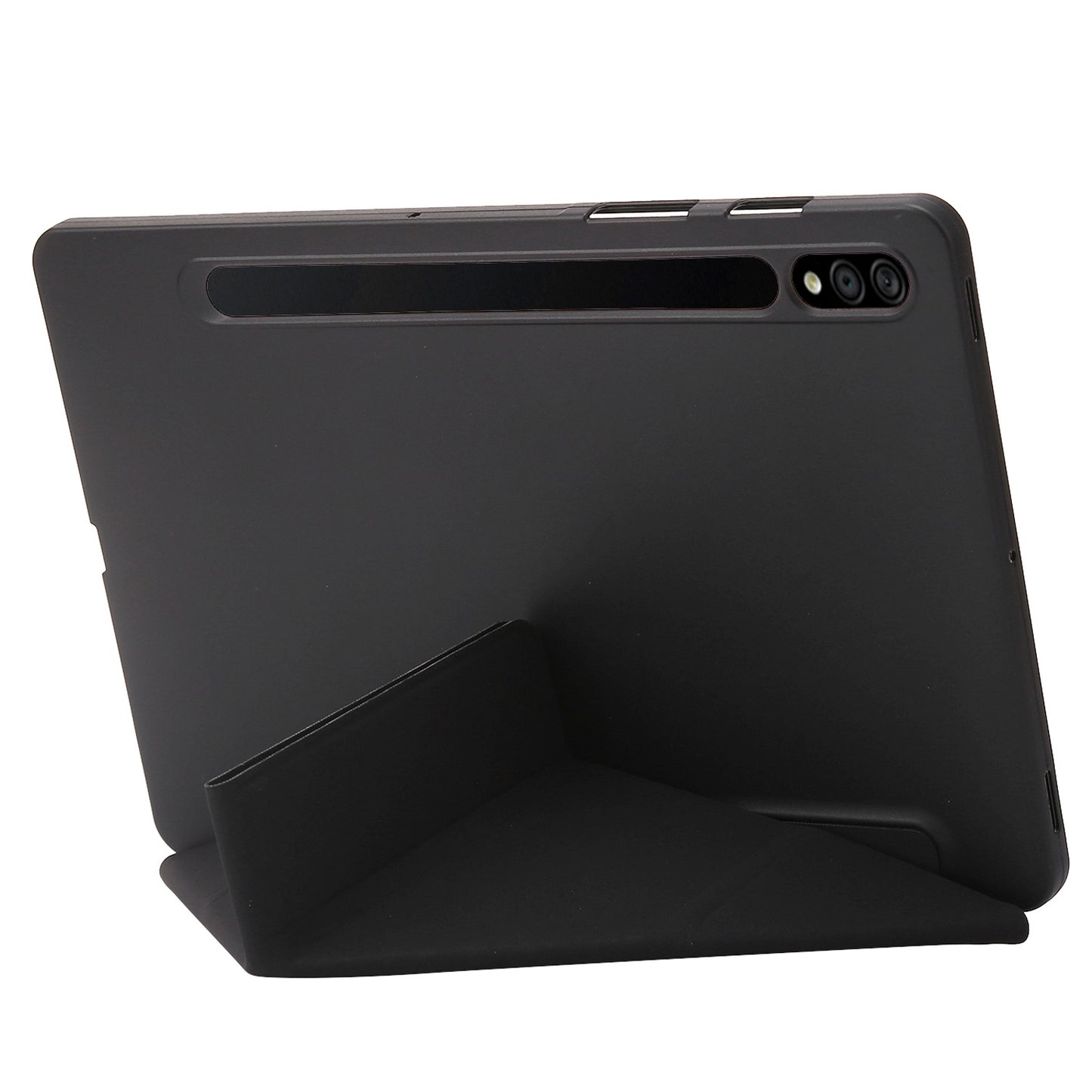 For Samsung Galaxy Tab S8+ Silicone + Leather V-fold Stand Tablet Case Auto Wake/Sleep Function Shockproof Cover