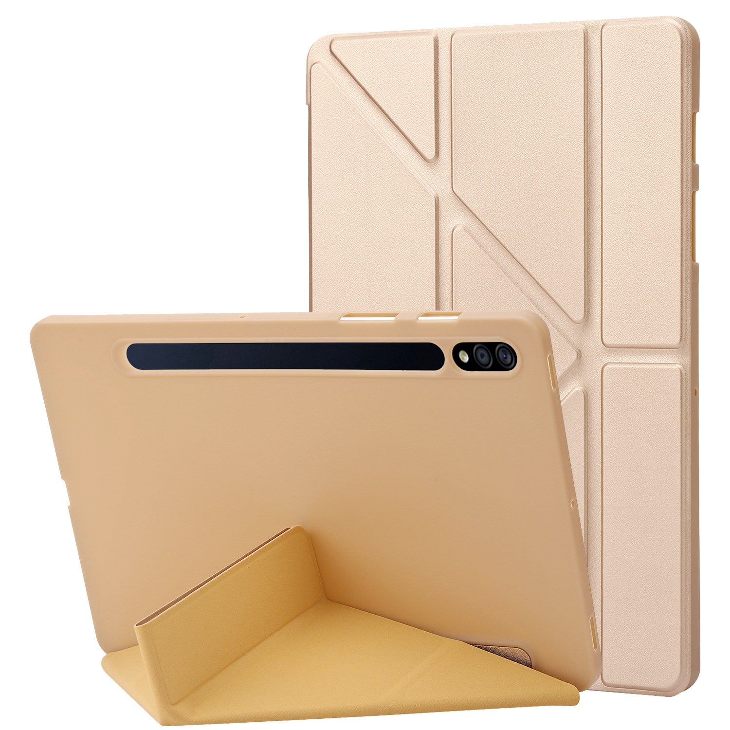 For Samsung Galaxy Tab S8+ Silicone + Leather V-fold Stand Tablet Case Auto Wake/Sleep Function Shockproof Cover