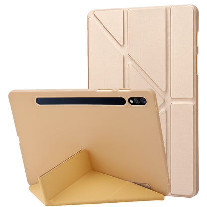 For Samsung Galaxy Tab S8+ Silicone + Leather V-fold Stand Tablet Case Auto Wake/Sleep Function Shockproof Cover