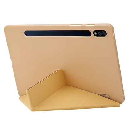 For Samsung Galaxy Tab S8+ Silicone + Leather V-fold Stand Tablet Case Auto Wake/Sleep Function Shockproof Cover