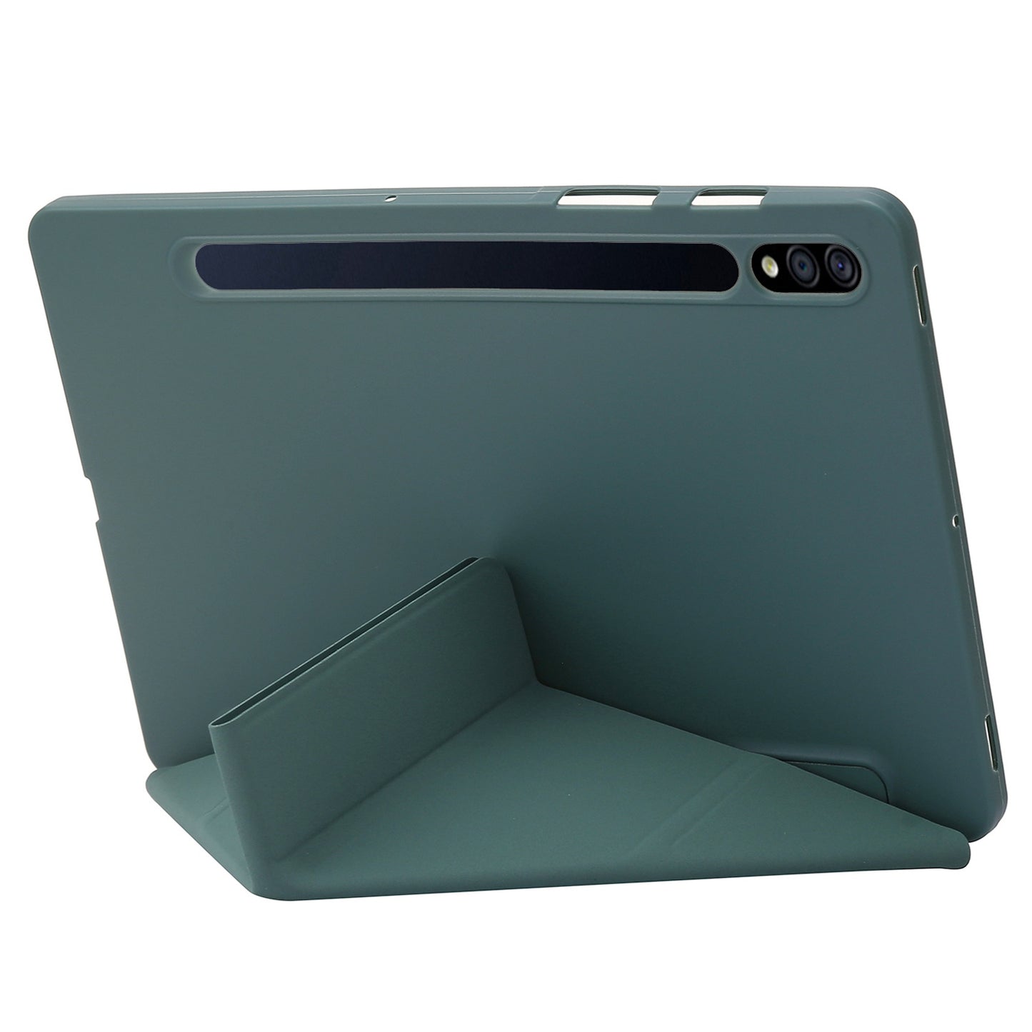 For Samsung Galaxy Tab S8+ Silicone + Leather V-fold Stand Tablet Case Auto Wake/Sleep Function Shockproof Cover