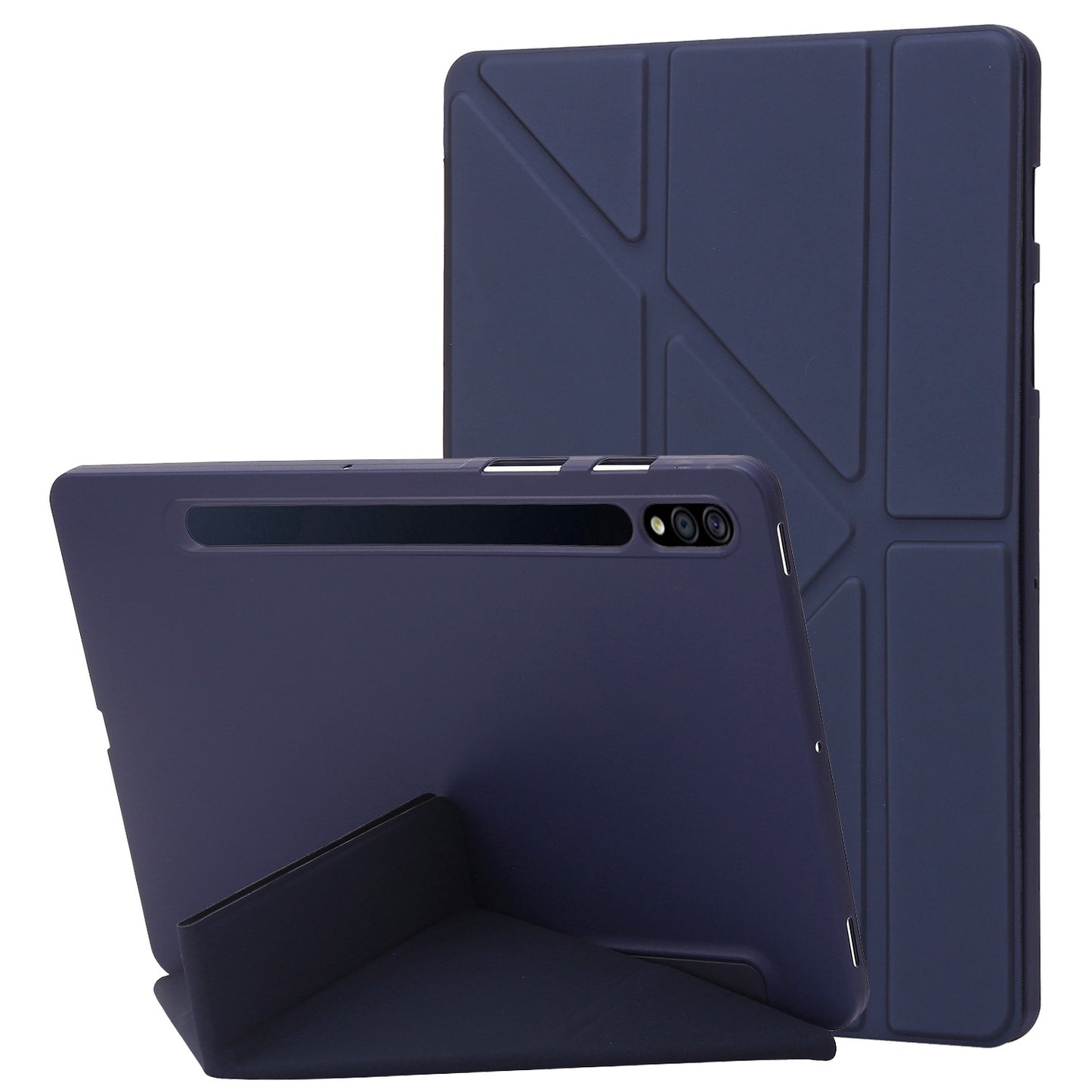 For Samsung Galaxy Tab S8+ Silicone + Leather V-fold Stand Tablet Case Auto Wake/Sleep Function Shockproof Cover