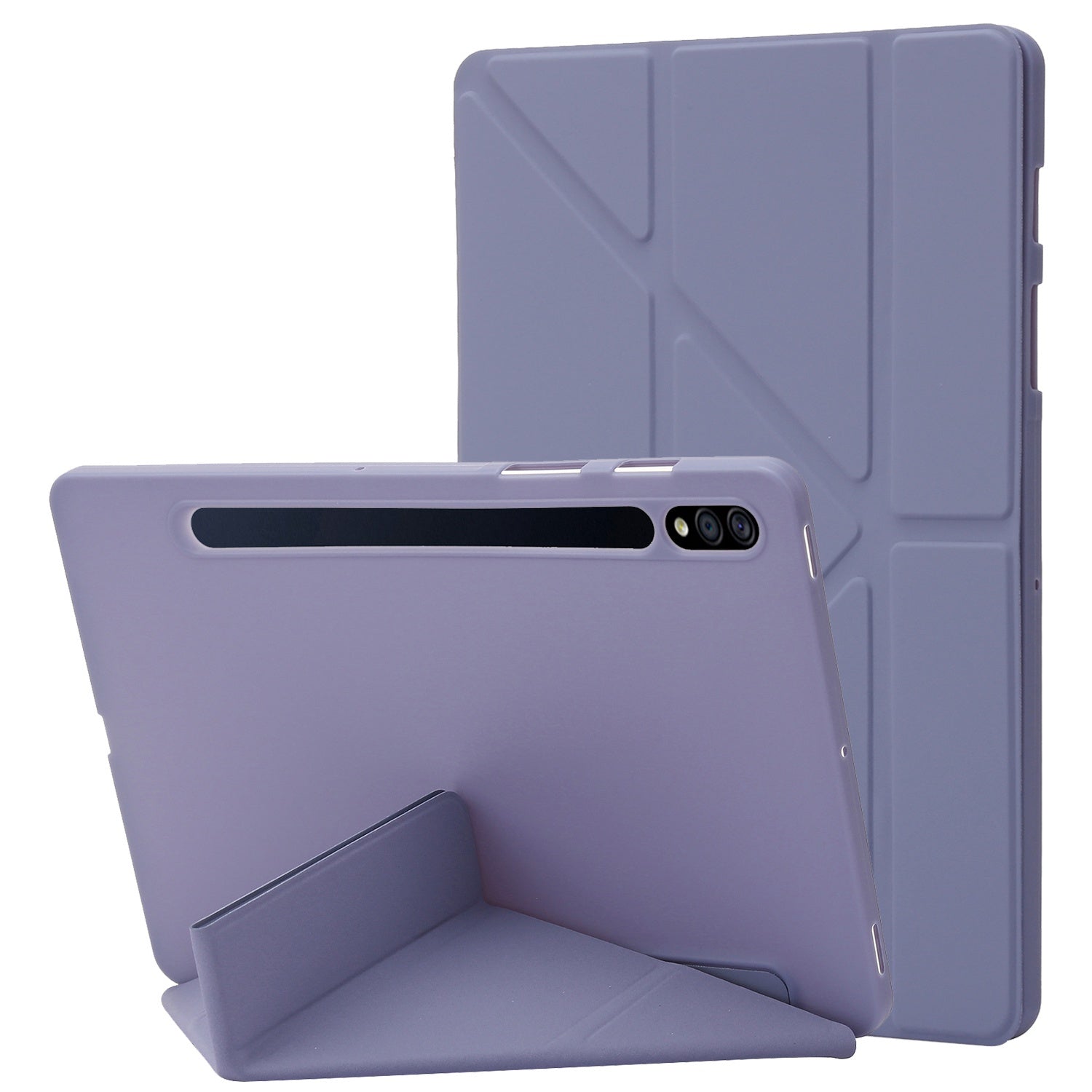 For Samsung Galaxy Tab S8+ Silicone + Leather V-fold Stand Tablet Case Auto Wake/Sleep Function Shockproof Cover