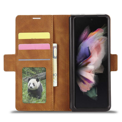 FORWENW for Samsung Galaxy Z Fold3 5G Fantasy Series Skin-touch PU Leather Well-protected Cover Anti-drop Cell Phone Stand Wallet Case