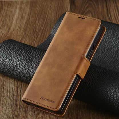 FORWENW for Samsung Galaxy Z Fold3 5G Fantasy Series Skin-touch PU Leather Well-protected Cover Anti-drop Cell Phone Stand Wallet Case