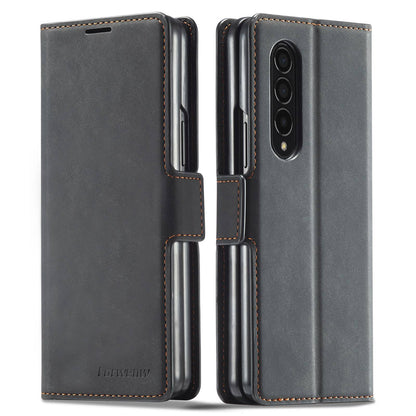 FORWENW for Samsung Galaxy Z Fold3 5G Fantasy Series Skin-touch PU Leather Well-protected Cover Anti-drop Cell Phone Stand Wallet Case
