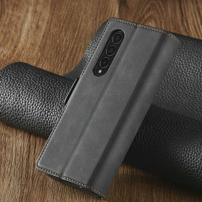 FORWENW for Samsung Galaxy Z Fold3 5G Fantasy Series Skin-touch PU Leather Well-protected Cover Anti-drop Cell Phone Stand Wallet Case