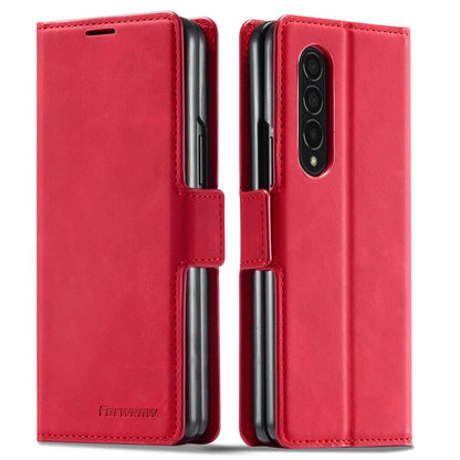 FORWENW for Samsung Galaxy Z Fold3 5G Fantasy Series Skin-touch PU Leather Well-protected Cover Anti-drop Cell Phone Stand Wallet Case