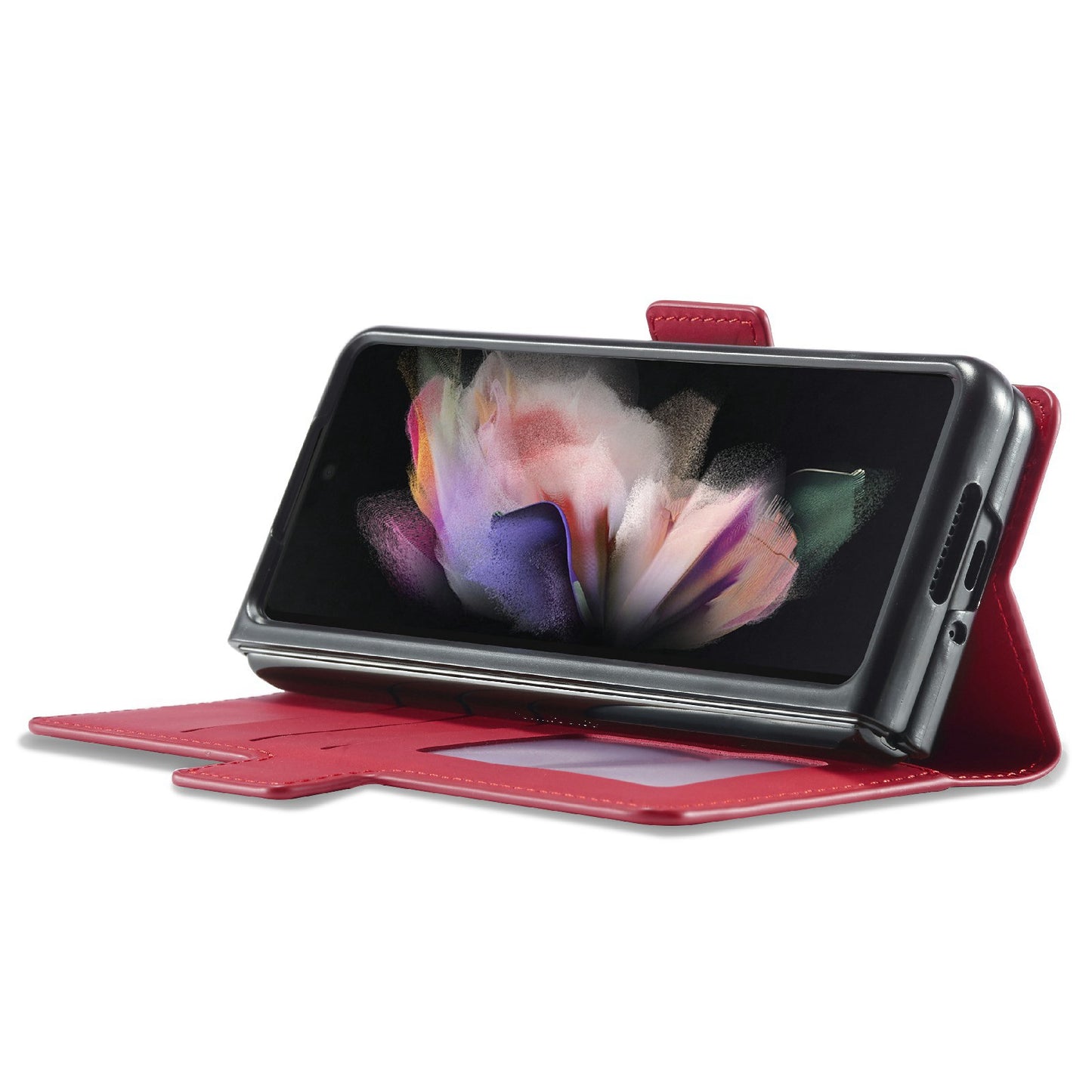 FORWENW for Samsung Galaxy Z Fold3 5G Fantasy Series Skin-touch PU Leather Well-protected Cover Anti-drop Cell Phone Stand Wallet Case