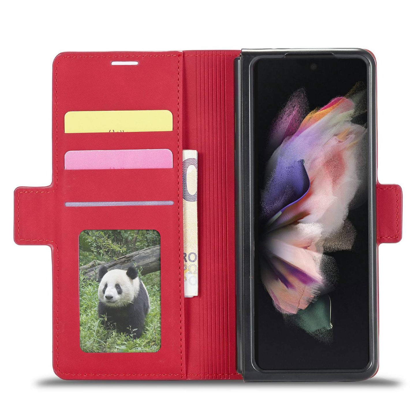 FORWENW for Samsung Galaxy Z Fold3 5G Fantasy Series Skin-touch PU Leather Well-protected Cover Anti-drop Cell Phone Stand Wallet Case