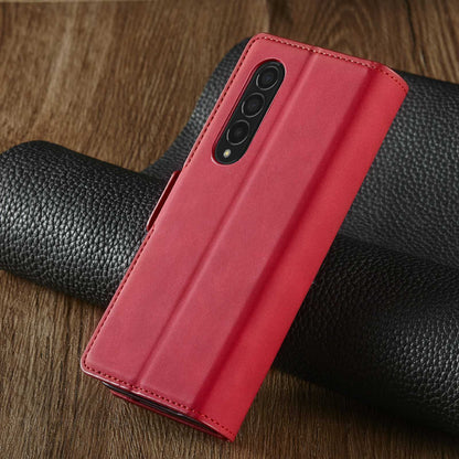 FORWENW for Samsung Galaxy Z Fold3 5G Fantasy Series Skin-touch PU Leather Well-protected Cover Anti-drop Cell Phone Stand Wallet Case